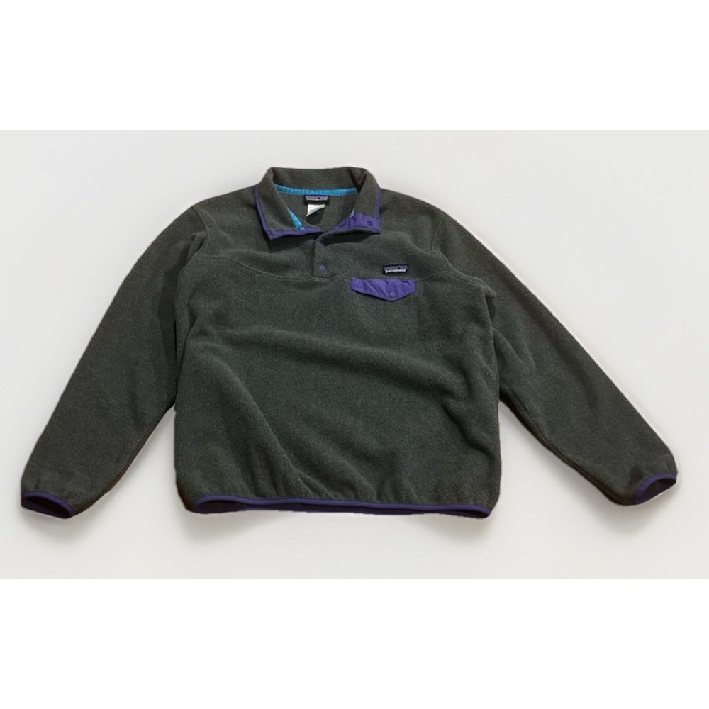Vintage Patagonia Purple Synchilla Snap Fleece Jacket Womens XL Mars Gray Rare